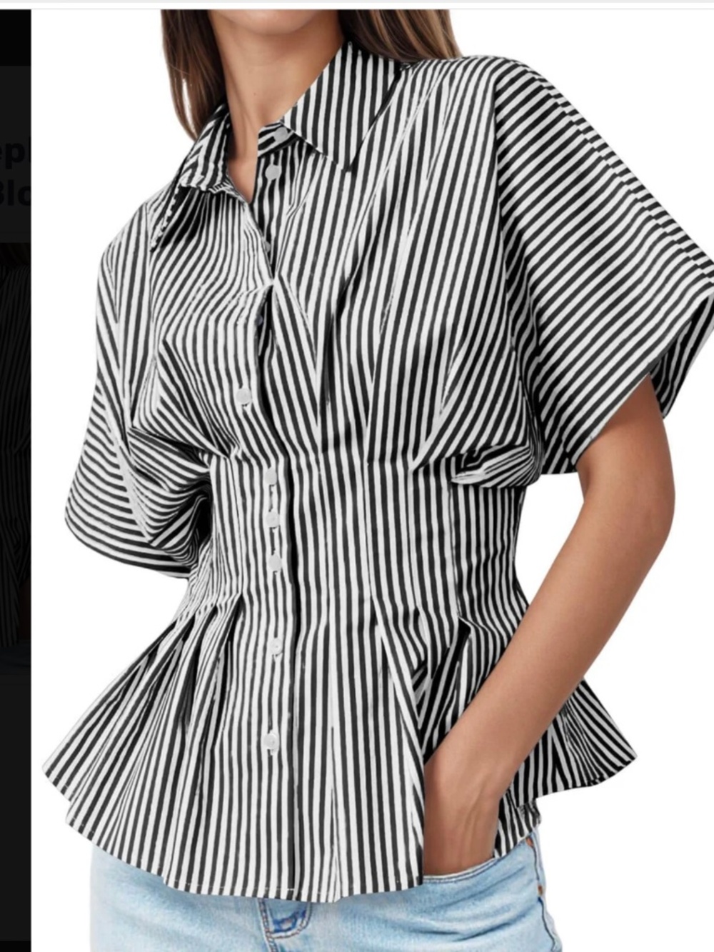 Blue and White Striped Collared shirt. Size M New with tags